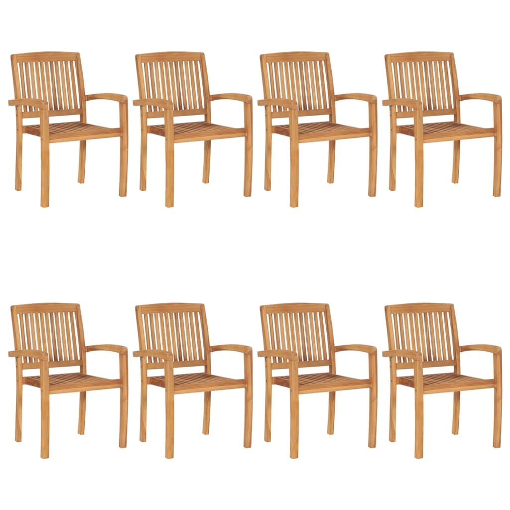 VidaXL Tuinstoelen stapelbaar 8 st met kussens massief teakhout