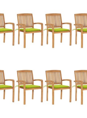 VidaXL Tuinstoelen stapelbaar 8 st met kussens massief teakhout