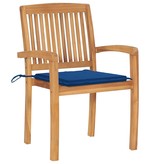 VidaXL Tuinstoelen stapelbaar 8 st met kussens massief teakhout