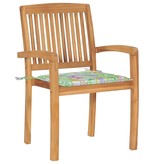 VidaXL Tuinstoelen stapelbaar 4 st met kussens massief teakhout