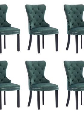 VidaXL Eetkamerstoelen 6 st fluweel donkergroen