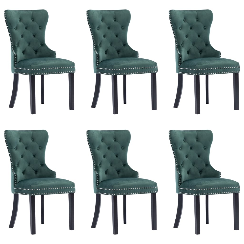 VidaXL Eetkamerstoelen 6 st fluweel donkergroen