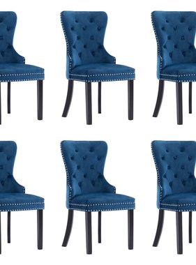 VidaXL Eetkamerstoelen 6 st fluweel blauw