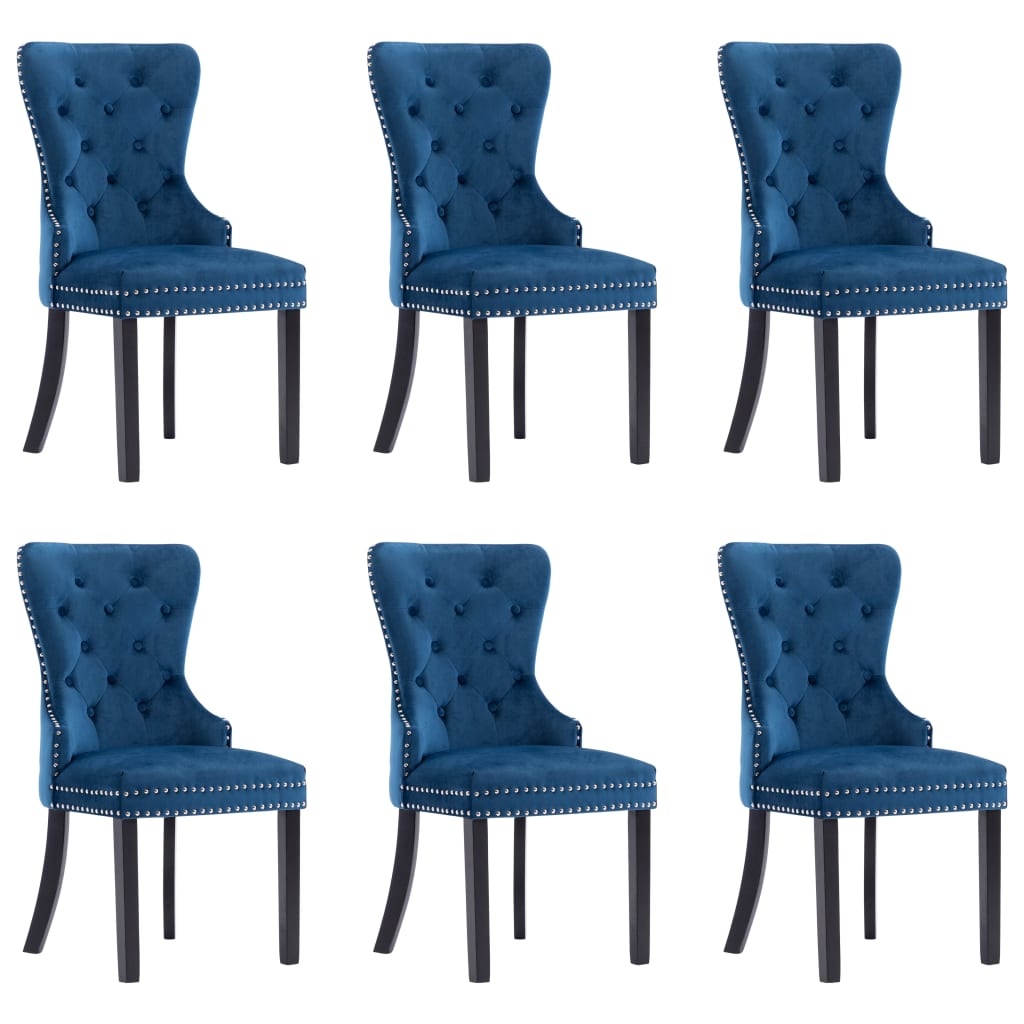 VidaXL Eetkamerstoelen 6 st fluweel blauw