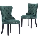 VidaXL Eetkamerstoelen 2 st fluweel donkergroen