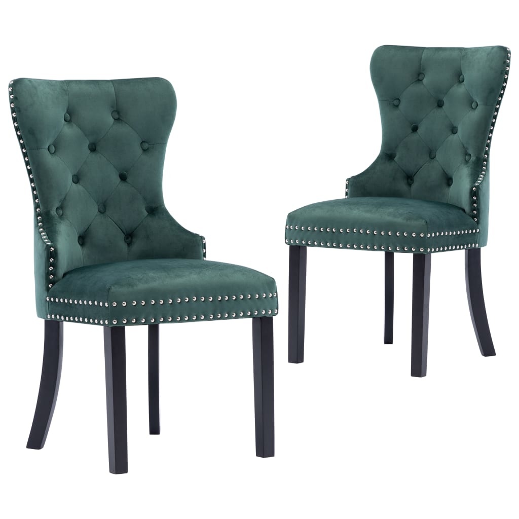 VidaXL Eetkamerstoelen 2 st fluweel donkergroen