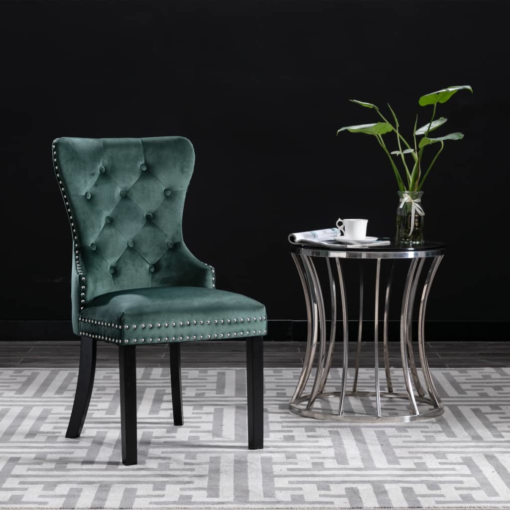 VidaXL Eetkamerstoelen 2 st fluweel donkergroen
