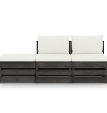 VidaXL 3-delige Loungeset met kussens grijs geïmpregneerd hout