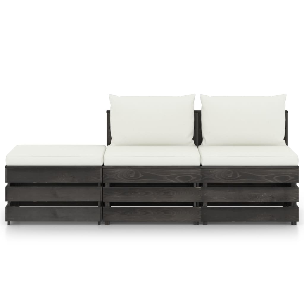 VidaXL 3-delige Loungeset met kussens grijs geïmpregneerd hout