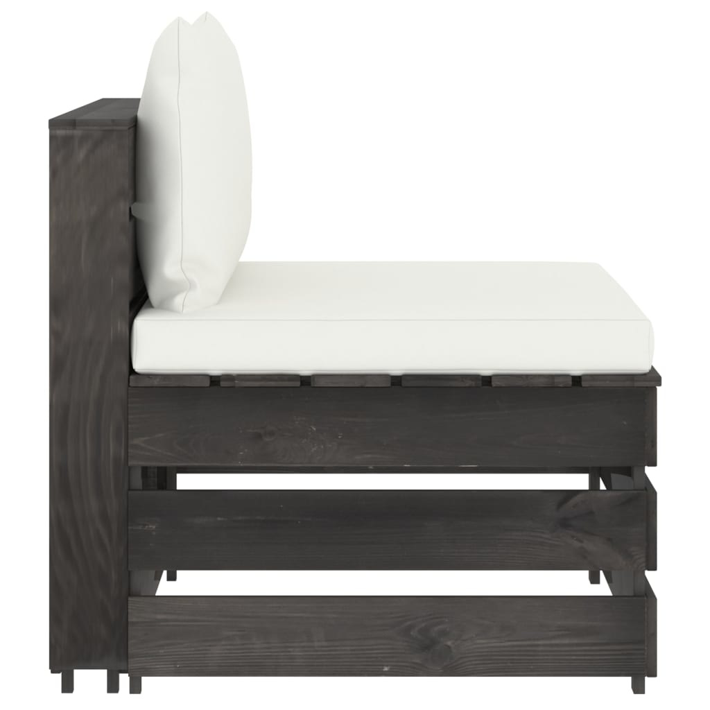 VidaXL 3-delige Loungeset met kussens grijs geïmpregneerd hout
