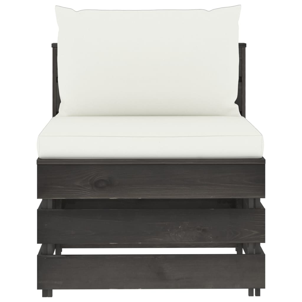VidaXL 3-delige Loungeset met kussens grijs geïmpregneerd hout