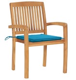 VidaXL Tuinstoelen stapelbaar 6 st met kussens massief teakhout