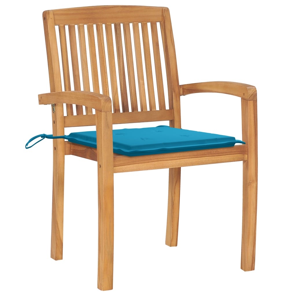 VidaXL Tuinstoelen stapelbaar 6 st met kussens massief teakhout