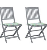 VidaXL Tuinstoelen 2 st inklapbaar met kussens massief acaciahout