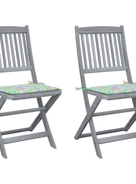 VidaXL Tuinstoelen 2 st inklapbaar met kussens massief acaciahout
