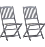 VidaXL Tuinstoelen 2 st inklapbaar met kussens massief acaciahout