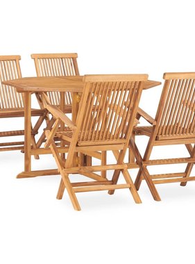 VidaXL 5-delige Tuinset inklapbaar massief teakhout