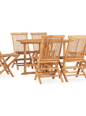 VidaXL 7-delige Tuinset inklapbaar massief teakhout