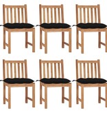 VidaXL Tuinstoelen 6 st met kussens massief teakhout