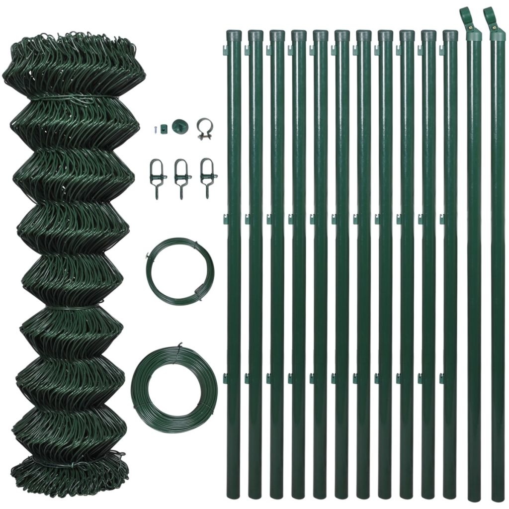 VidaXL Gaashek met palen 1x25 m staal groen