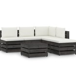 VidaXL 6-delige Loungeset met kussens grijs geïmpregneerd hout
