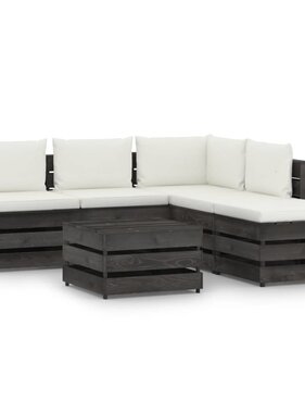VidaXL 6-delige Loungeset met kussens grijs geïmpregneerd hout