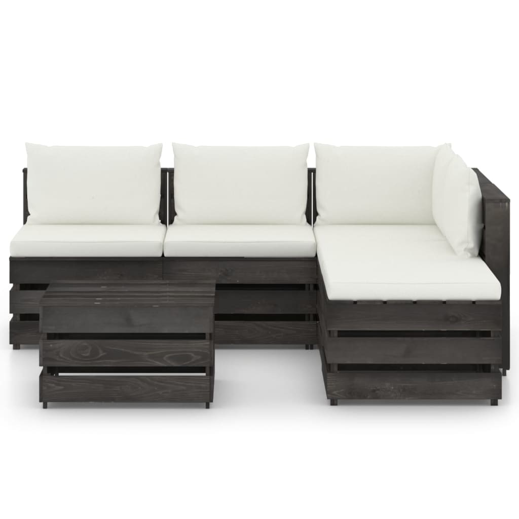 VidaXL 6-delige Loungeset met kussens grijs geïmpregneerd hout