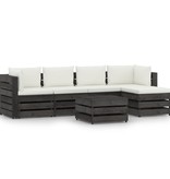 VidaXL 6-delige Loungeset met kussens grijs geïmpregneerd hout