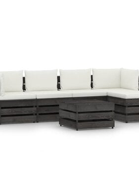 VidaXL 6-delige Loungeset met kussens grijs geïmpregneerd hout