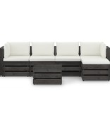 VidaXL 6-delige Loungeset met kussens grijs geïmpregneerd hout