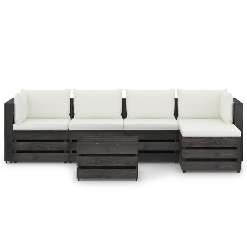 VidaXL 6-delige Loungeset met kussens grijs geïmpregneerd hout
