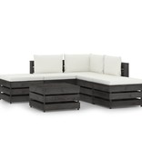 VidaXL 6-delige Loungeset met kussens grijs geïmpregneerd hout