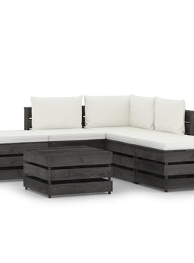 VidaXL 6-delige Loungeset met kussens grijs geïmpregneerd hout