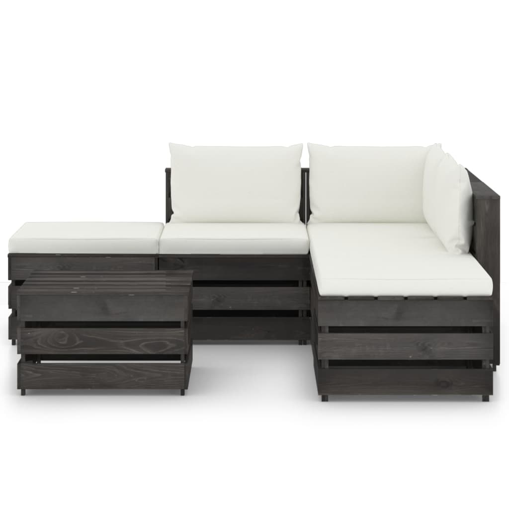 VidaXL 6-delige Loungeset met kussens grijs geïmpregneerd hout