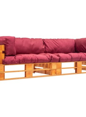VidaXL 2-delige Bankenset pallet met rode kussens grenenhout
