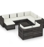 VidaXL 10-delige Loungeset met kussens grijs geïmpregneerd hout