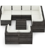 VidaXL 10-delige Loungeset met kussens grijs geïmpregneerd hout