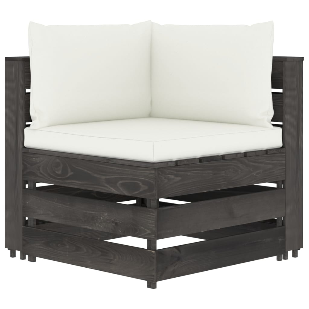 VidaXL 10-delige Loungeset met kussens grijs geïmpregneerd hout