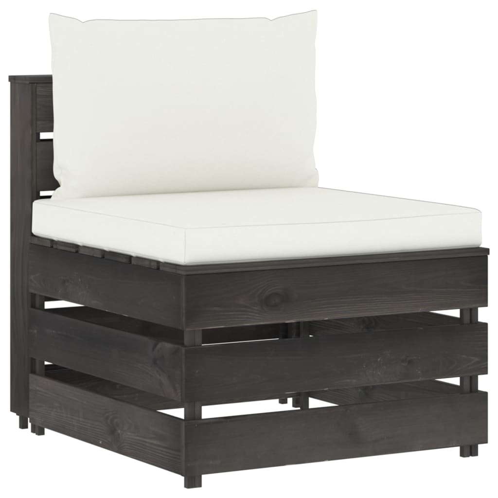 VidaXL 10-delige Loungeset met kussens grijs geïmpregneerd hout