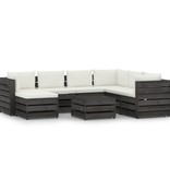 VidaXL 8-delige Loungeset met kussens grijs geïmpregneerd hout
