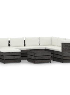 VidaXL 8-delige Loungeset met kussens grijs geïmpregneerd hout