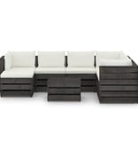 VidaXL 8-delige Loungeset met kussens grijs geïmpregneerd hout