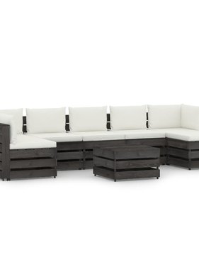 VidaXL 8-delige Loungeset met kussens grijs geïmpregneerd hout