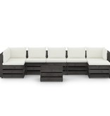 VidaXL 8-delige Loungeset met kussens grijs geïmpregneerd hout