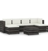 VidaXL 7-delige Loungeset met kussens grijs geïmpregneerd hout