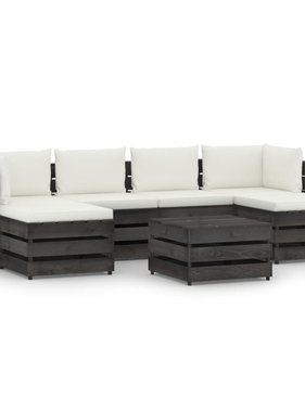 VidaXL 7-delige Loungeset met kussens grijs geïmpregneerd hout