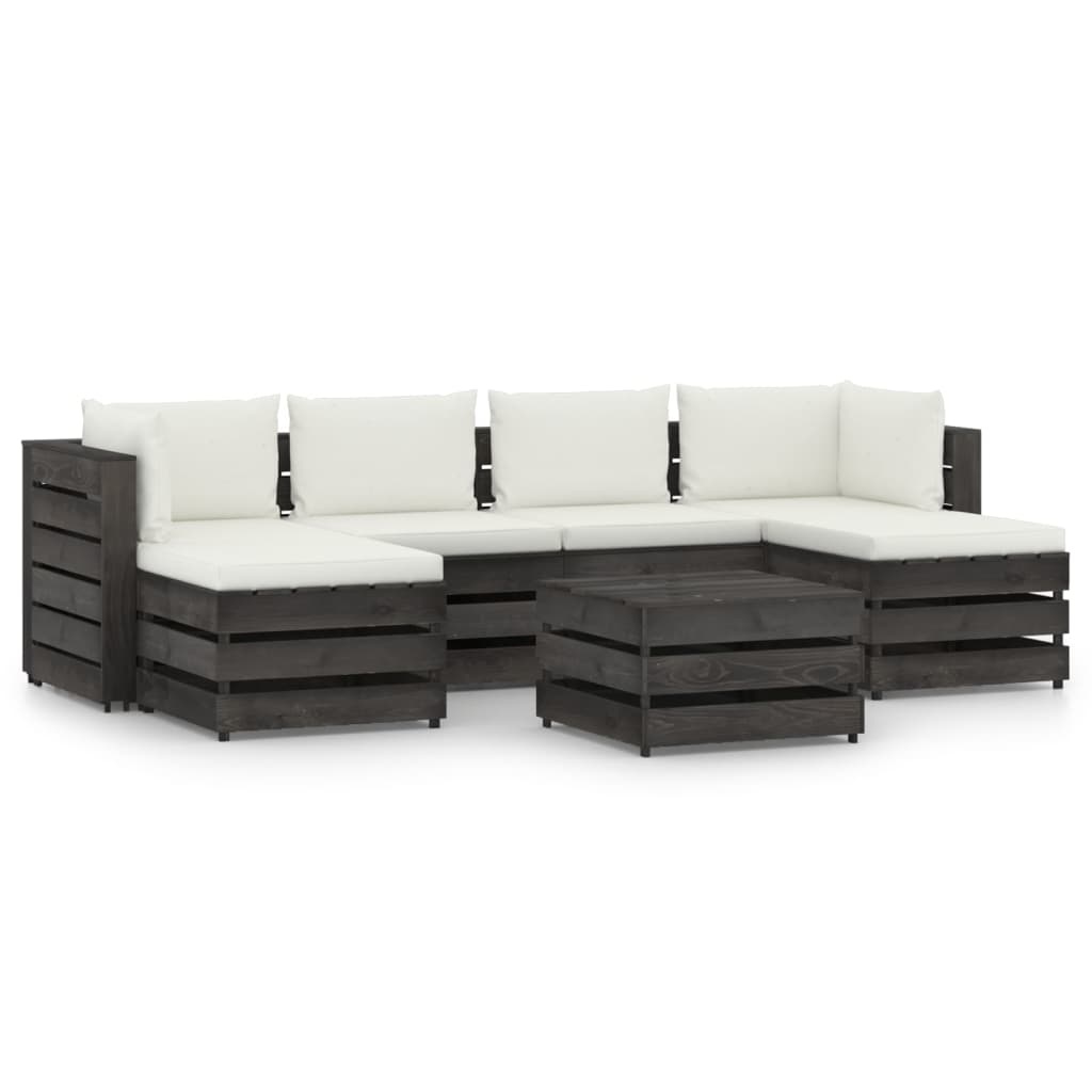 VidaXL 7-delige Loungeset met kussens grijs geïmpregneerd hout
