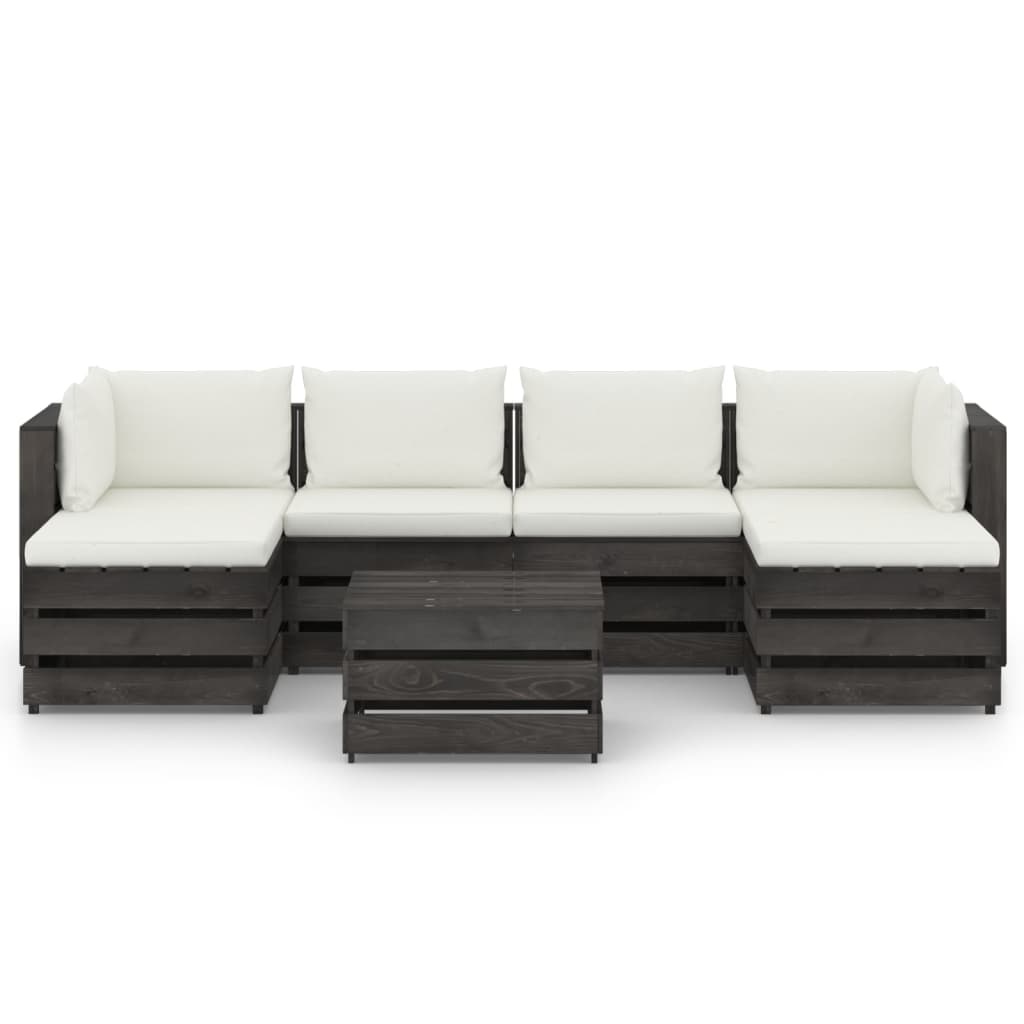 VidaXL 7-delige Loungeset met kussens grijs geïmpregneerd hout