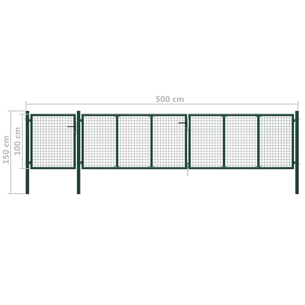 vidaXL Poort 500x100 cm staal groen