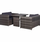 vidaXL 3-delige Bistroset met kussens poly rattan grijs